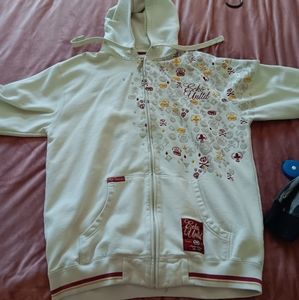 Ecko Unltd L/G Cream embroidered zip-up hoodie